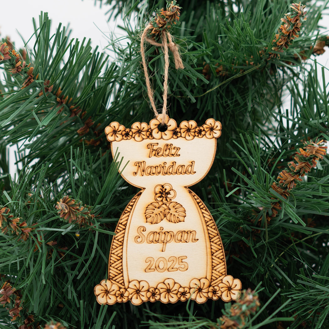 Saipan Feliz Navidad Lemmai Leaves 2025 Ornament.